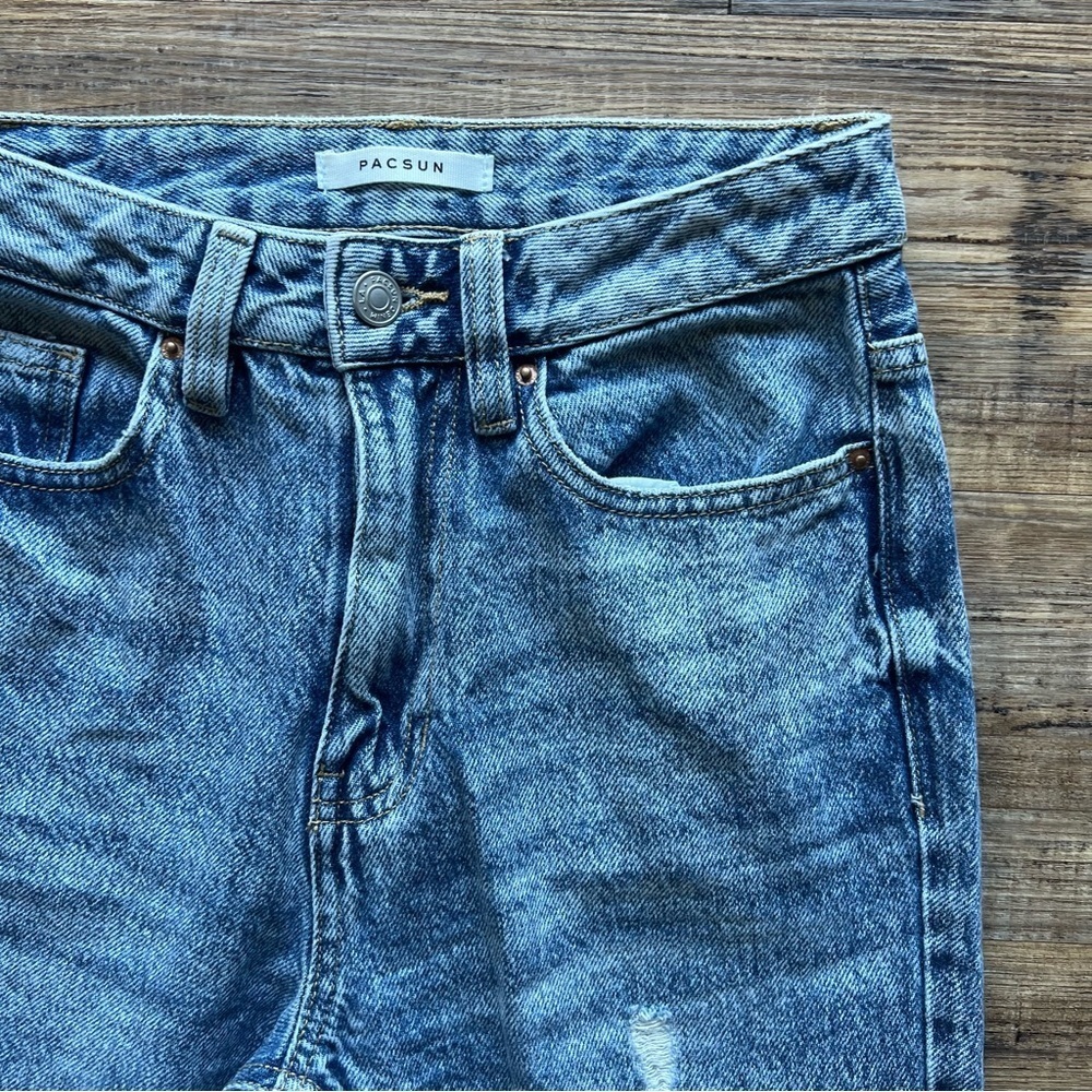 Pacsun Womens 90’s Boyfriend Denim Ripped Distressed Jeans Sz 24 Light Wash Blue - Picture 2 of 12